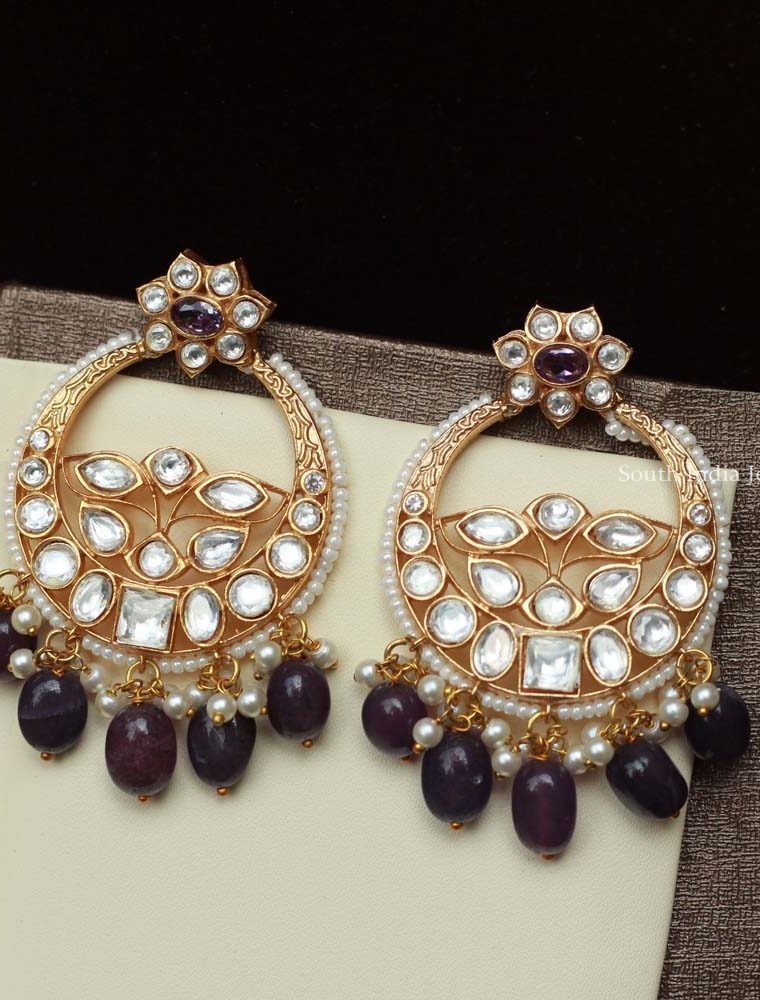 Stunning Purple Chandbali Earrings