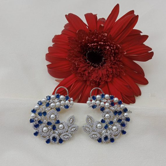 Stunning Sapphire Pearls Earrings
