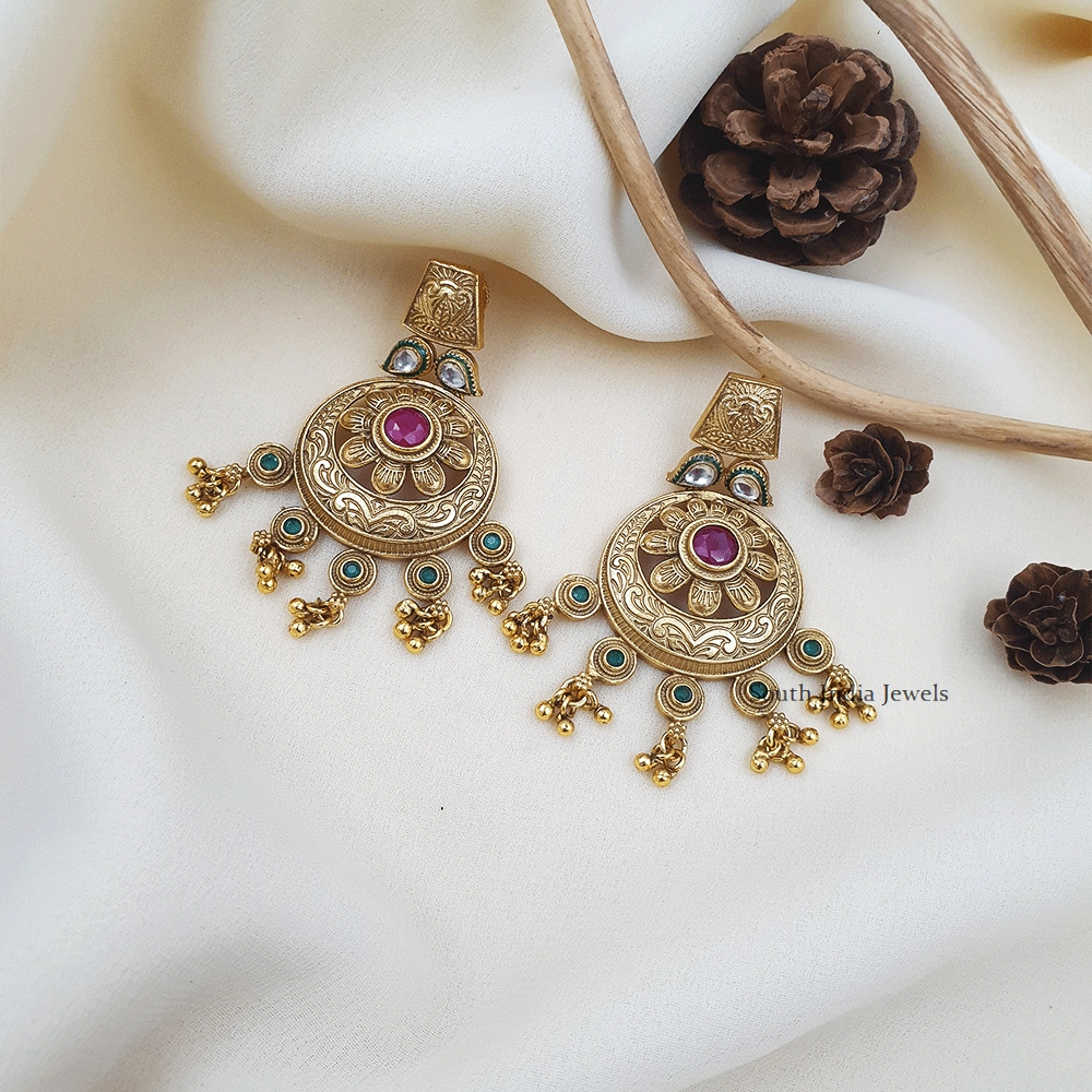 Antique Floral Design Chandali Earrings-Antique Earrings