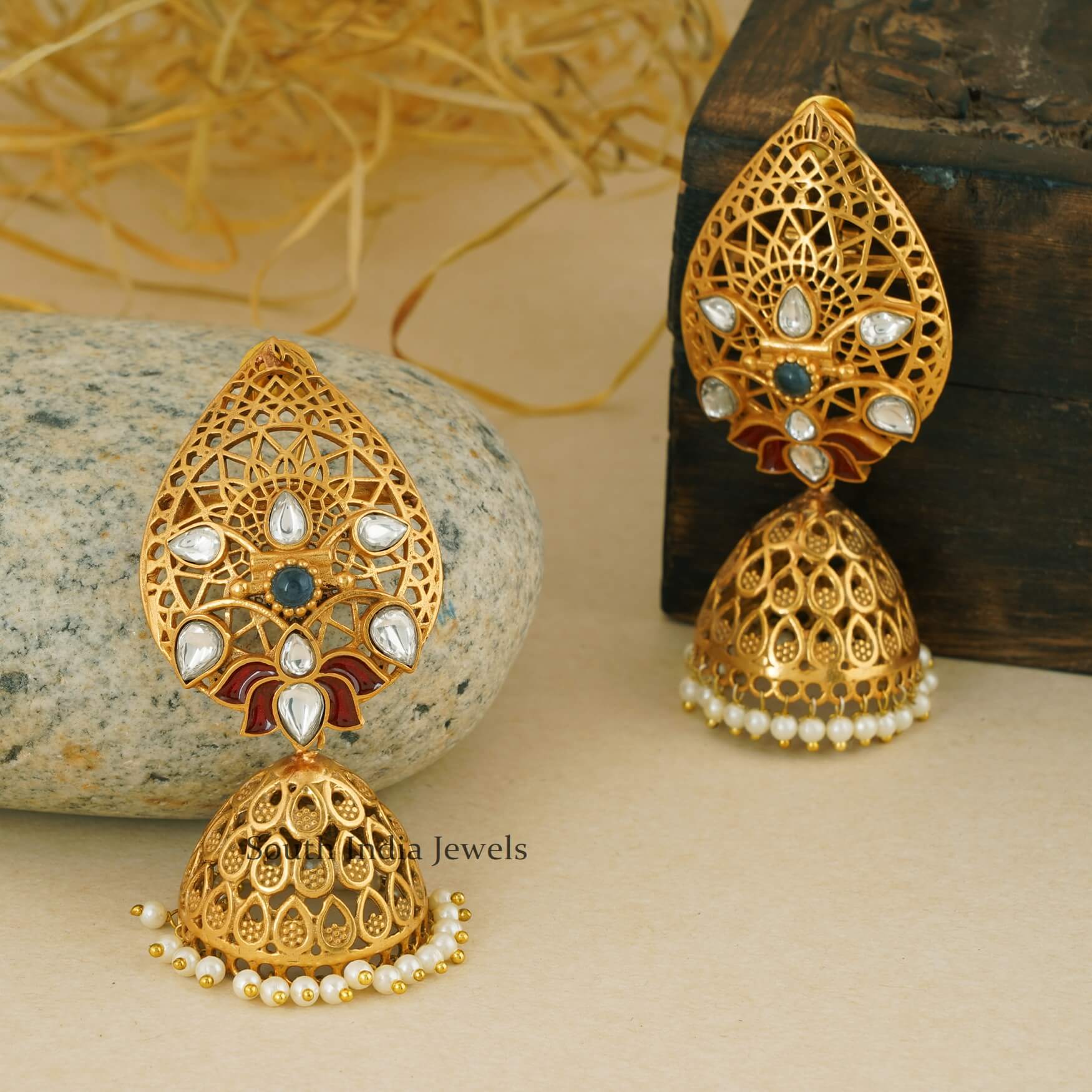 antique gold plated earrings