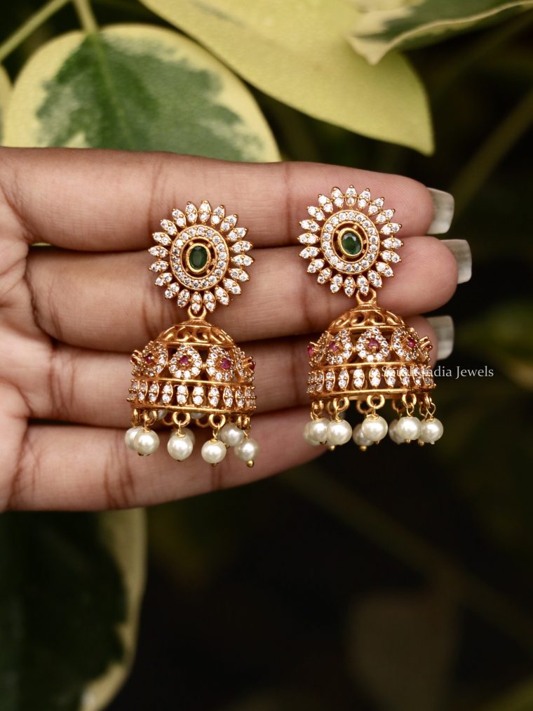 Bridal Mini AD Stone Jhumkas