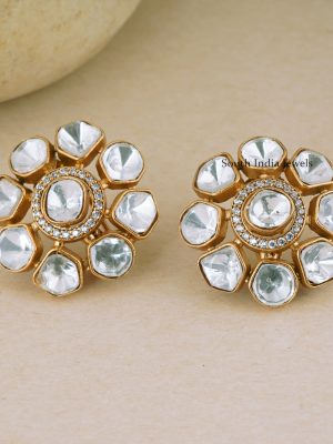 Flower Design Kundan Earrings (1)
