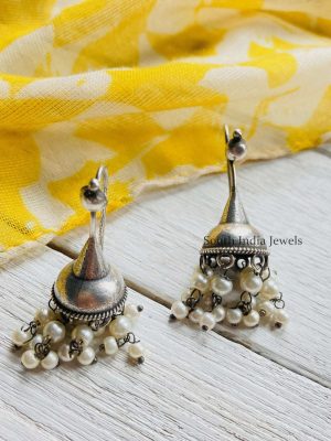 German Silver Pearl Jhumkas