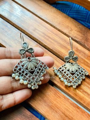 German Silver Spade Hook Drops Earrings