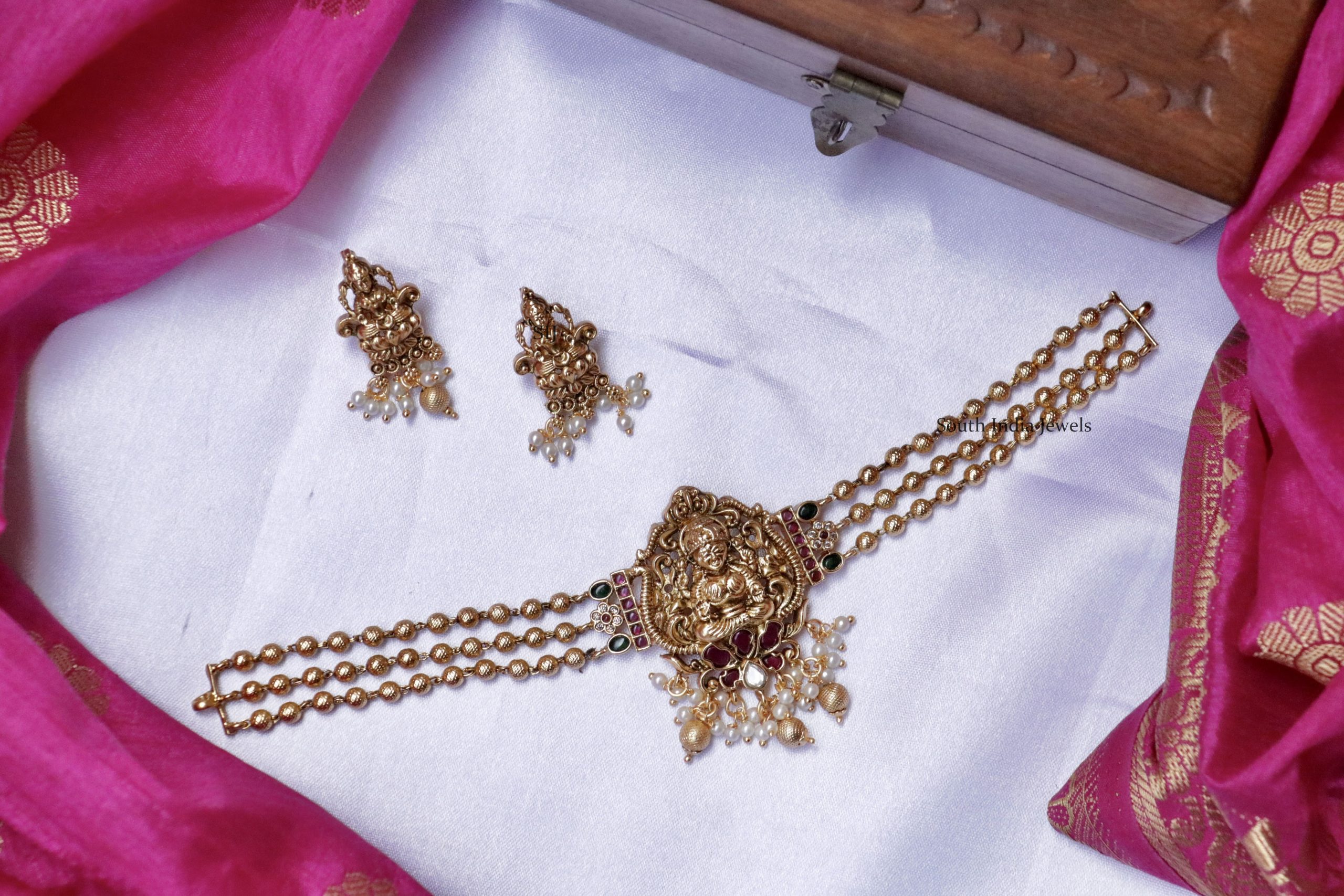 Golden Beads Lakshmi Choker