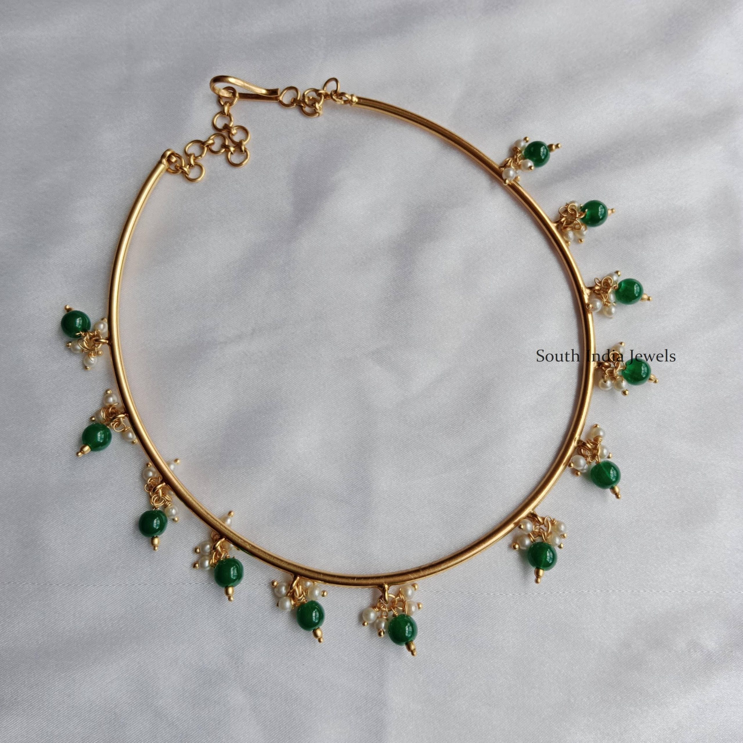 Green Beads Pipe Design Necklace