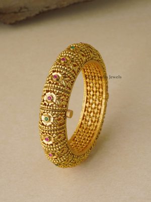 Intricate Gold Plated Kada Bangle Set (2)
