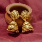 Imitation Round Design Earrings with Gold Beads Jhumkas