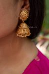 Imitation Round Design Earrings with Gold Beads Jhumkas