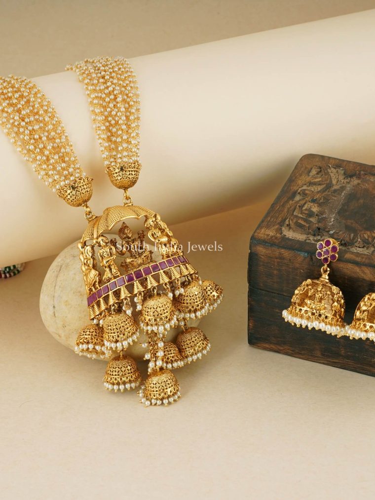 Long Jhumar Lakshmi Necklace Set