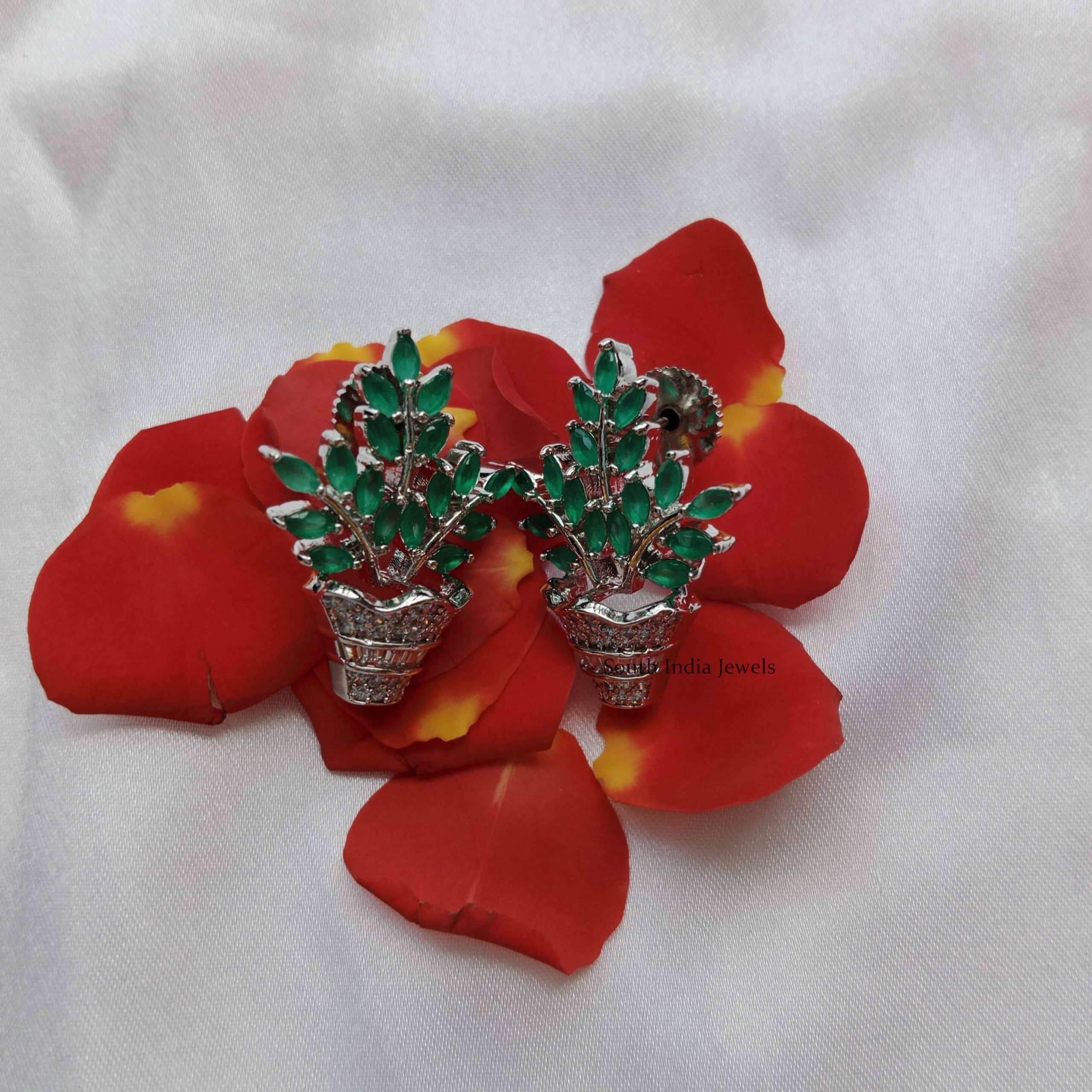 Marvelous Flower Pot Design Earrings