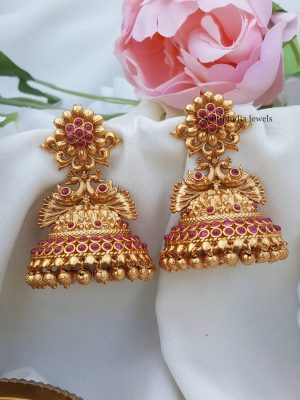 Matte Finish Peacock Jhumkas