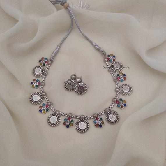 Navarathna German Silver Necklace (1)