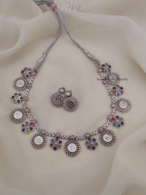 Navarathna German Silver Necklace (1)