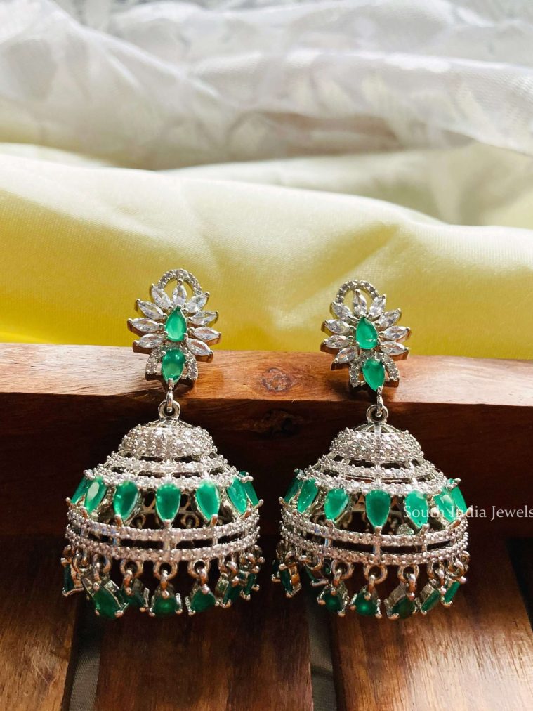 Pastel Green AD Stones Jhumkas..