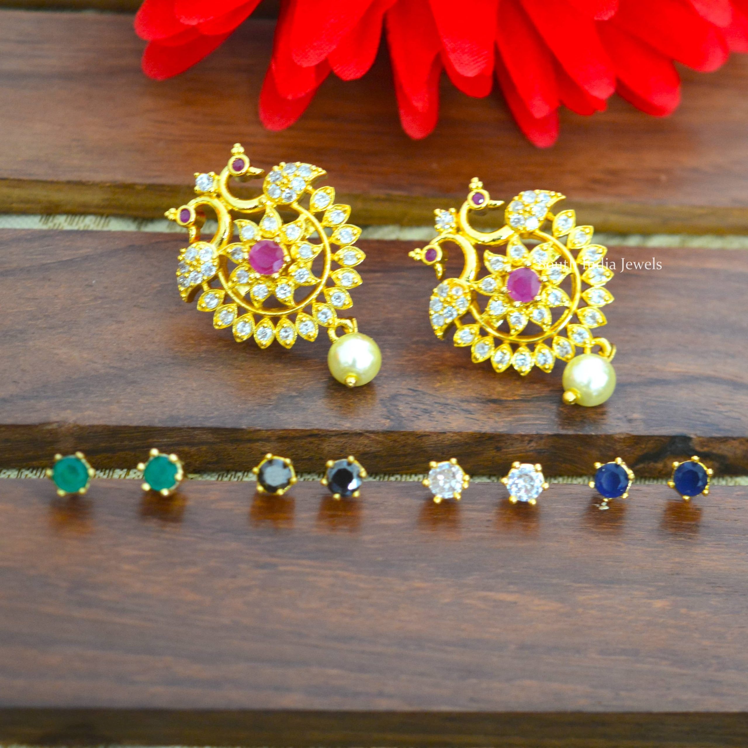 Peacock Design Color Changeable Earrings