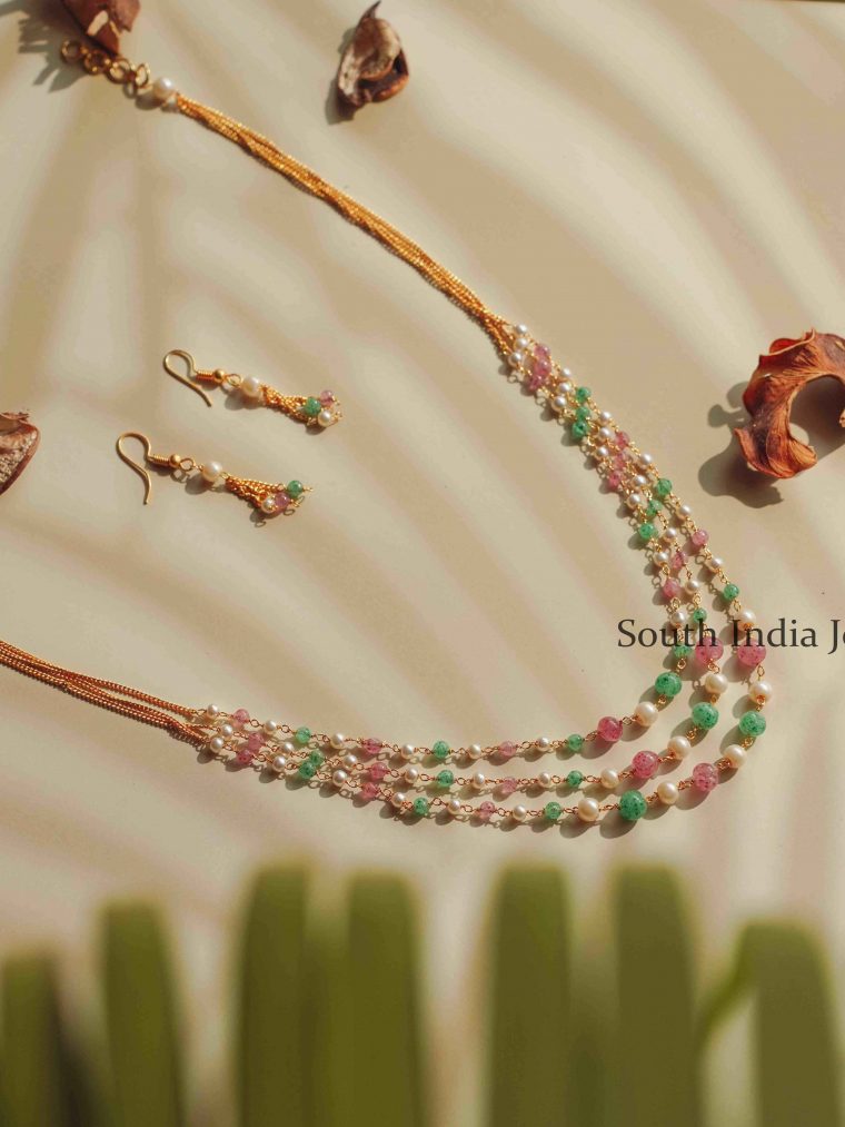 Pink & Green Beads Design Chain