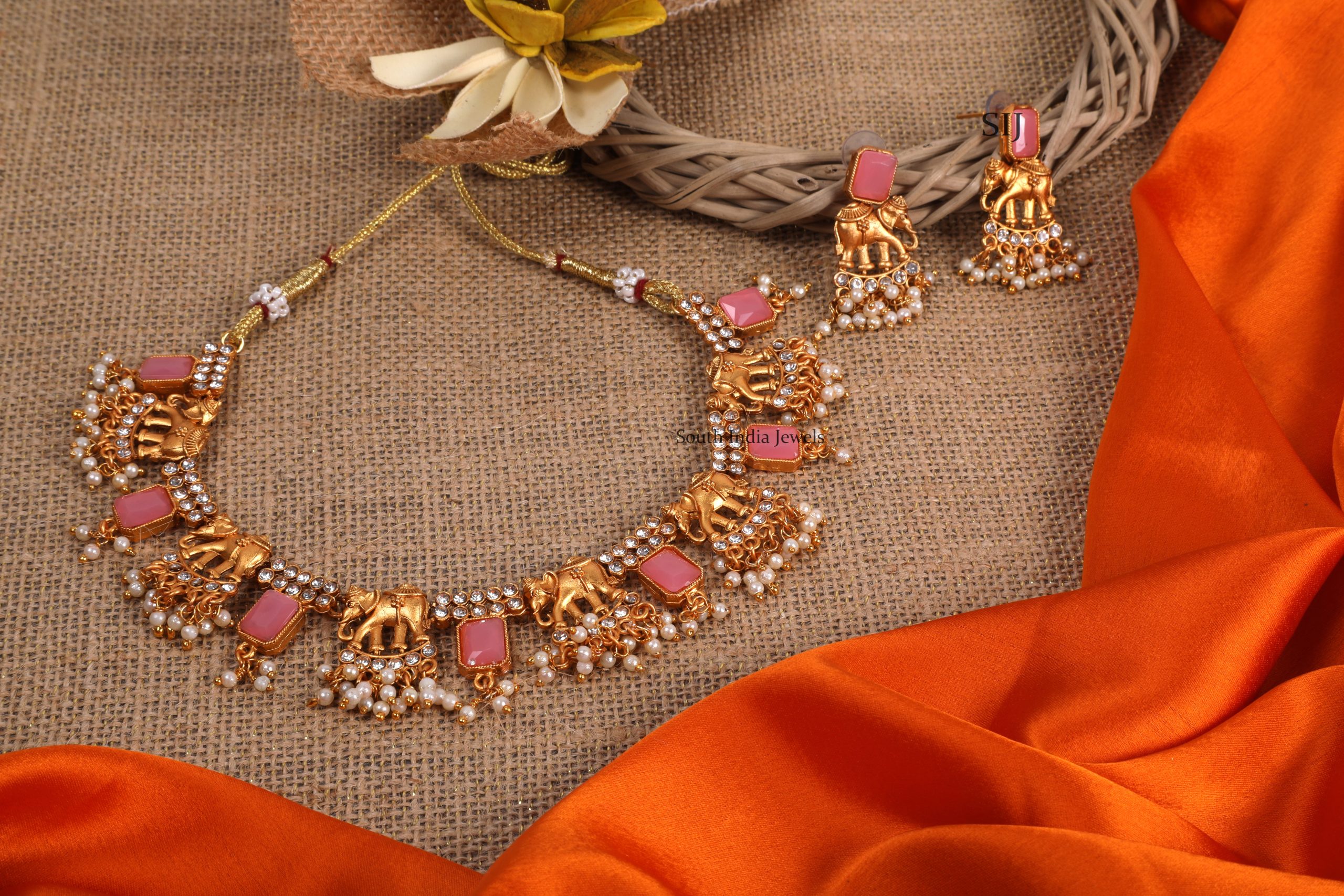 Pink Kemp Necklace Set
