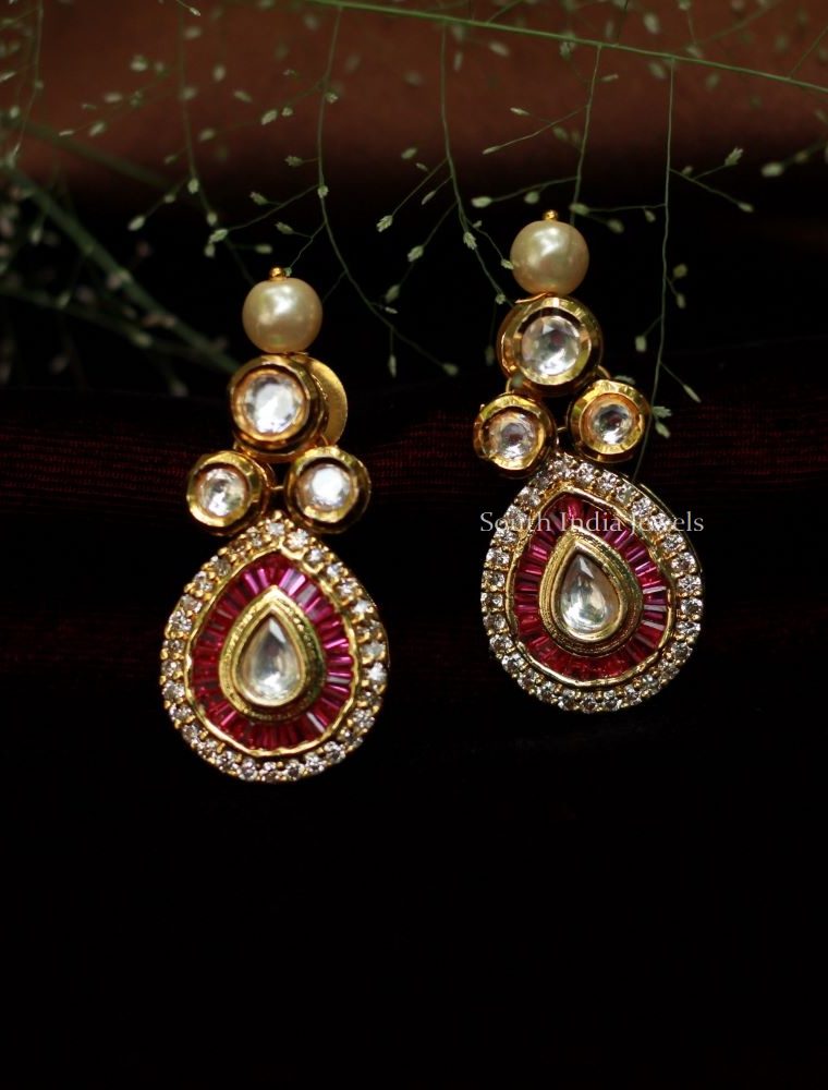 Pink Pearls Kundan Earrings (2)