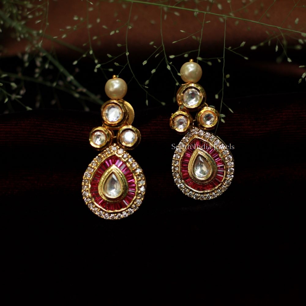 Pink Pearls Kundan Earrings (2)