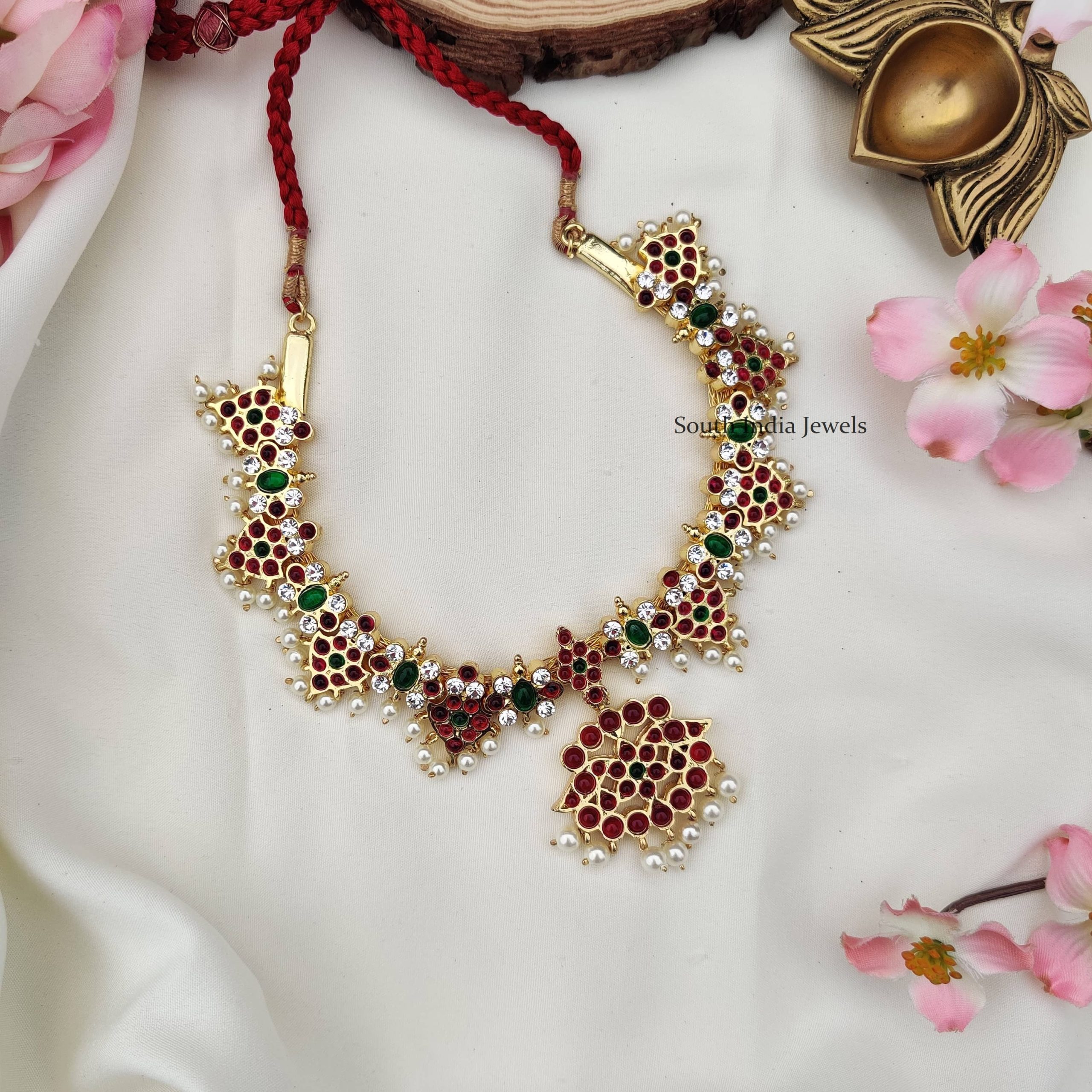 Kemp Stones Design Necklace- South India Jewels- Online Shop