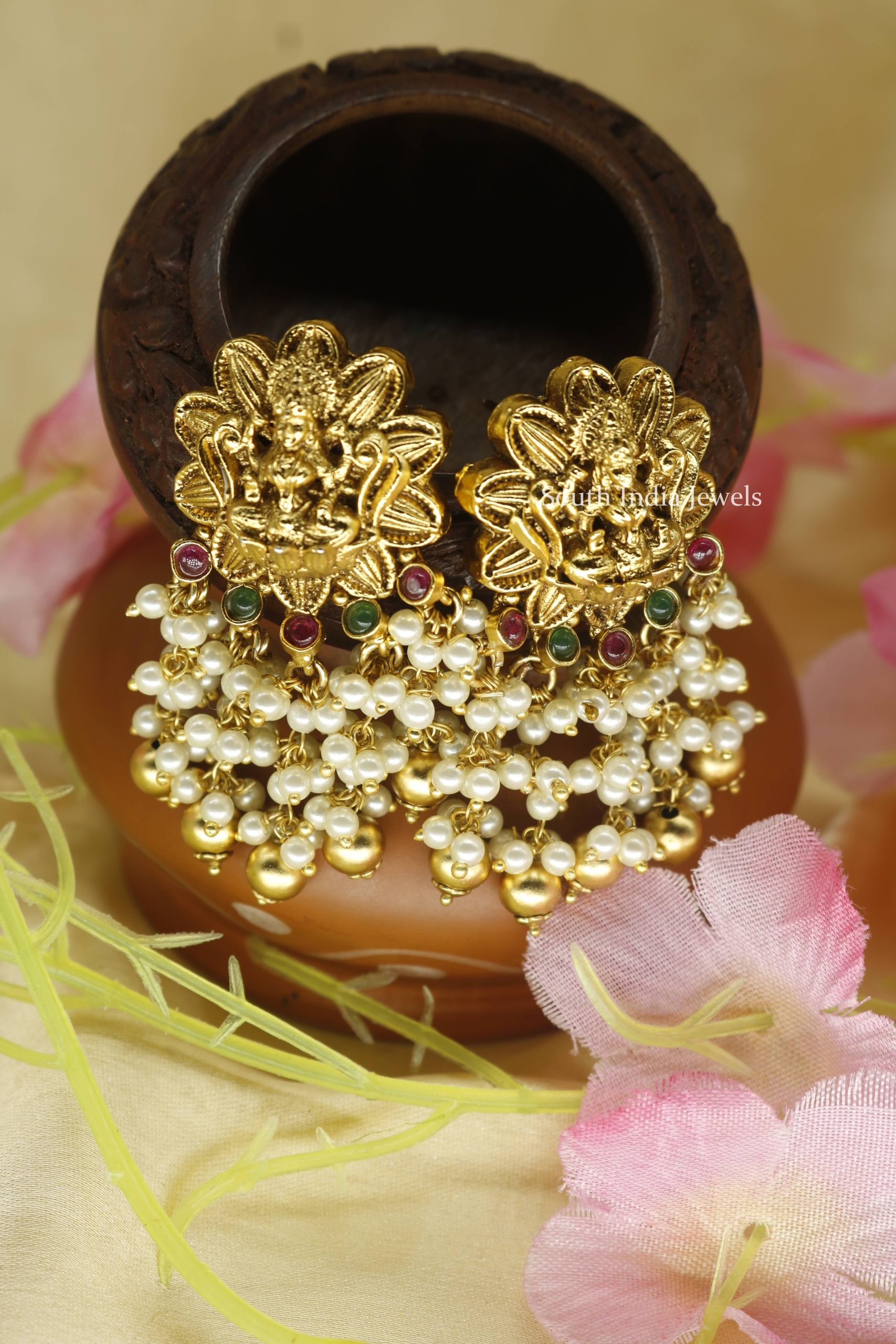 Stunning Lakshmi Pearl Drop Earrings