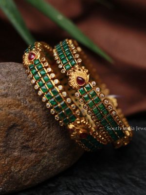 Traditional Green Stone Bangle Set (2)