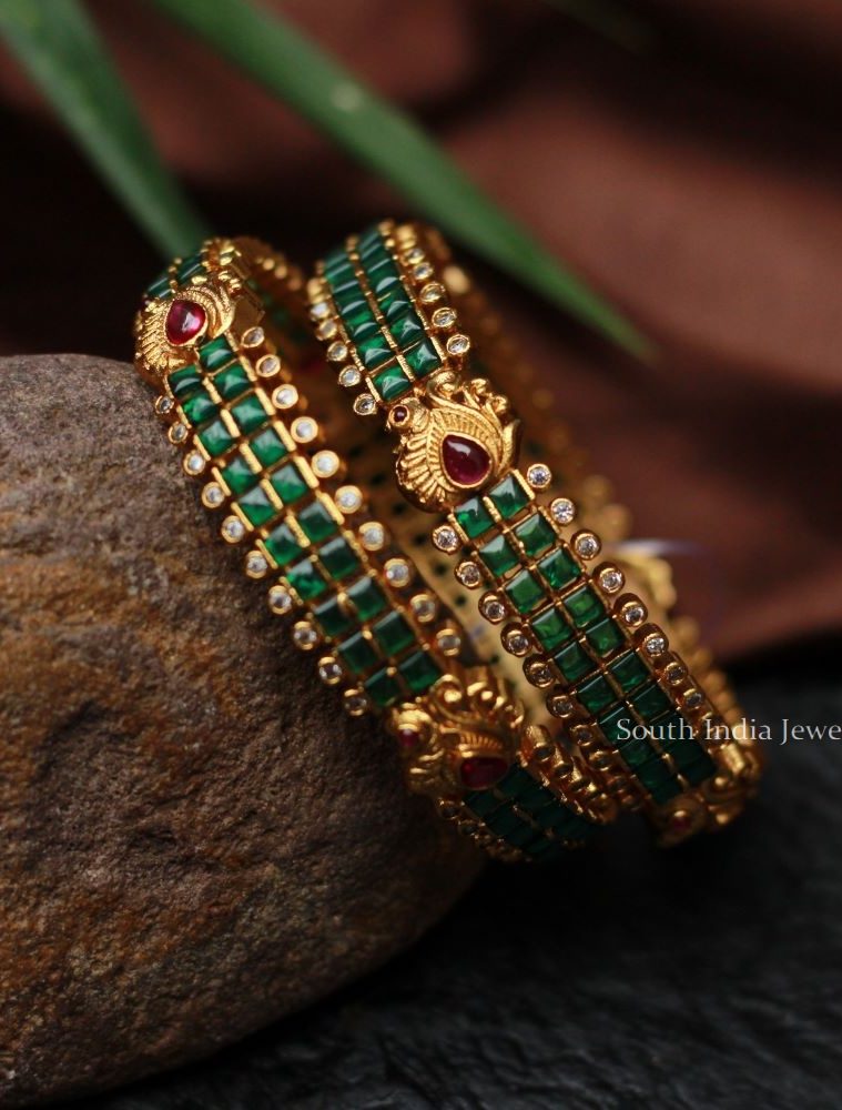 Traditional Green Stone Bangle Set (2)