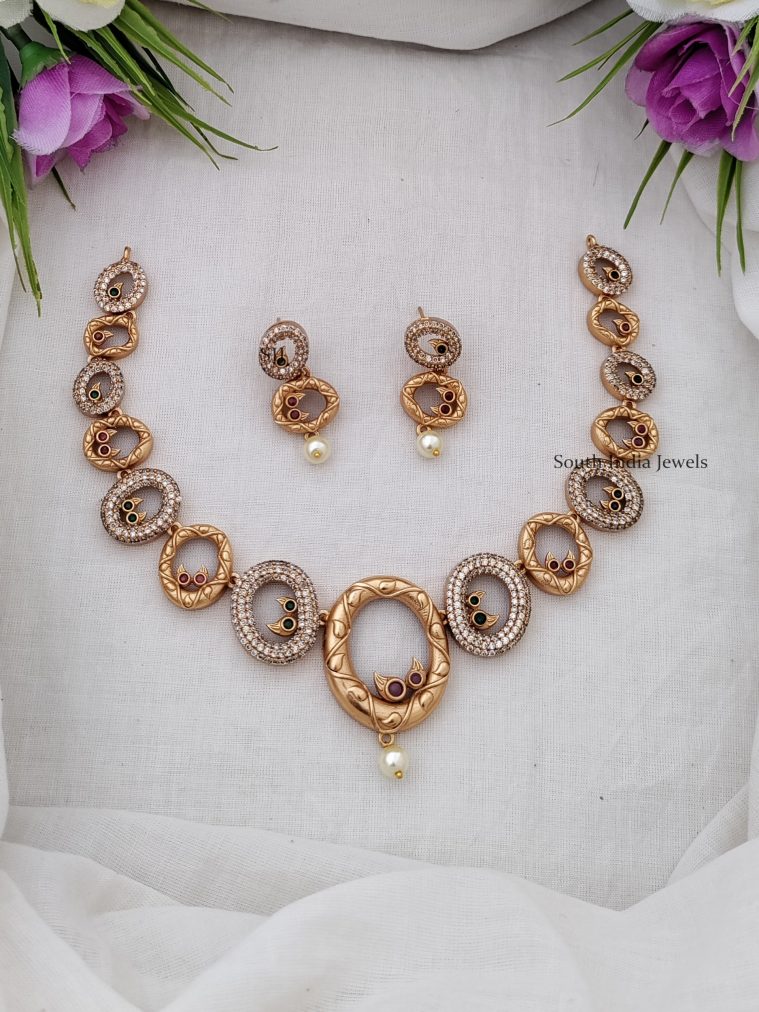 Elegant Oval Design CZ Necklace