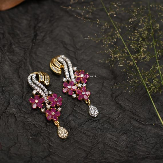 Floral Pink Design Earrings