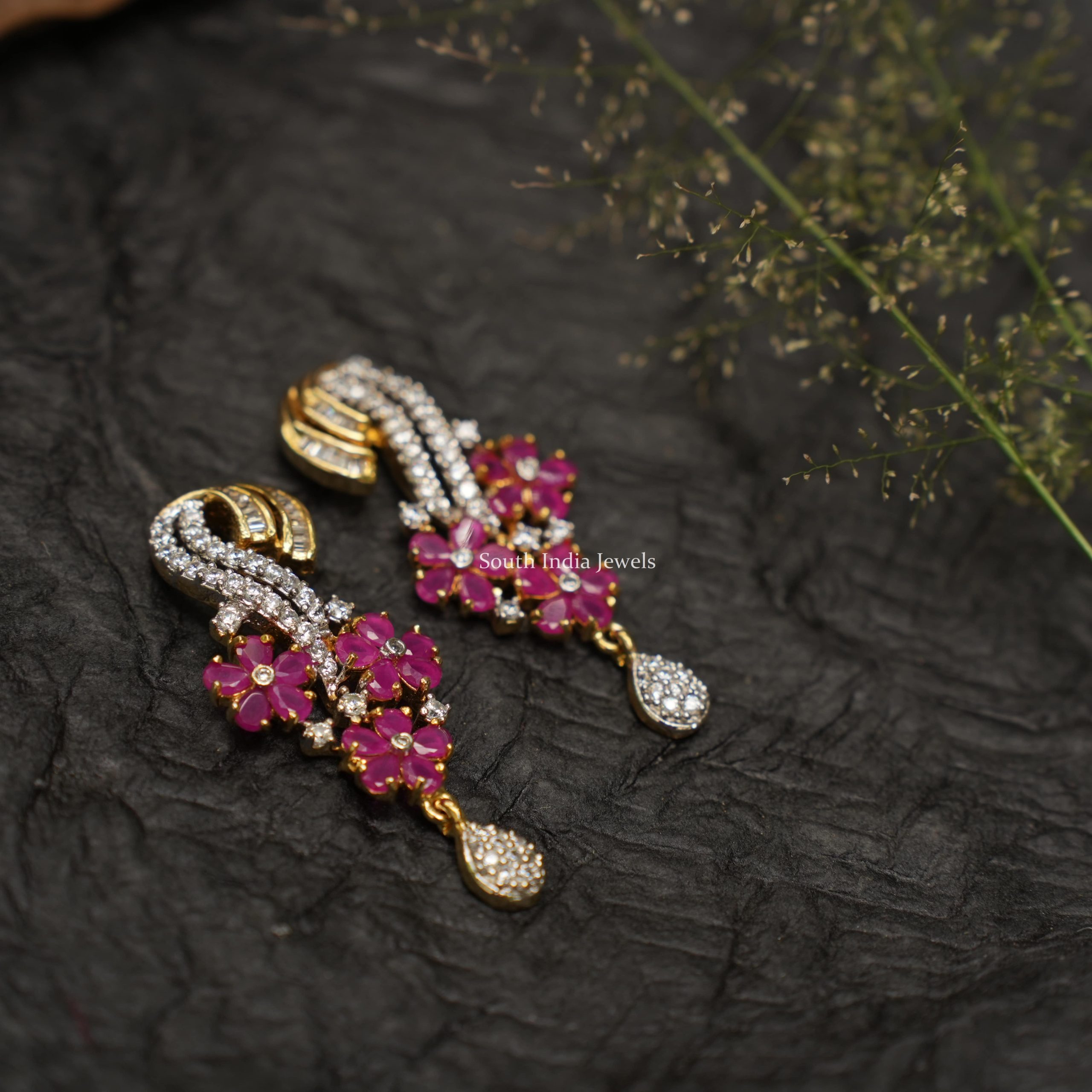 Floral Pink Design Earrings