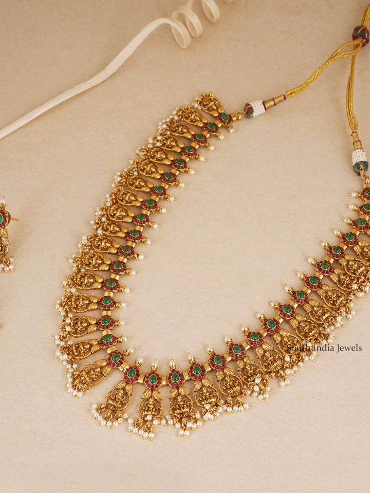 Gold Plated Lakshmi Stones Necklace