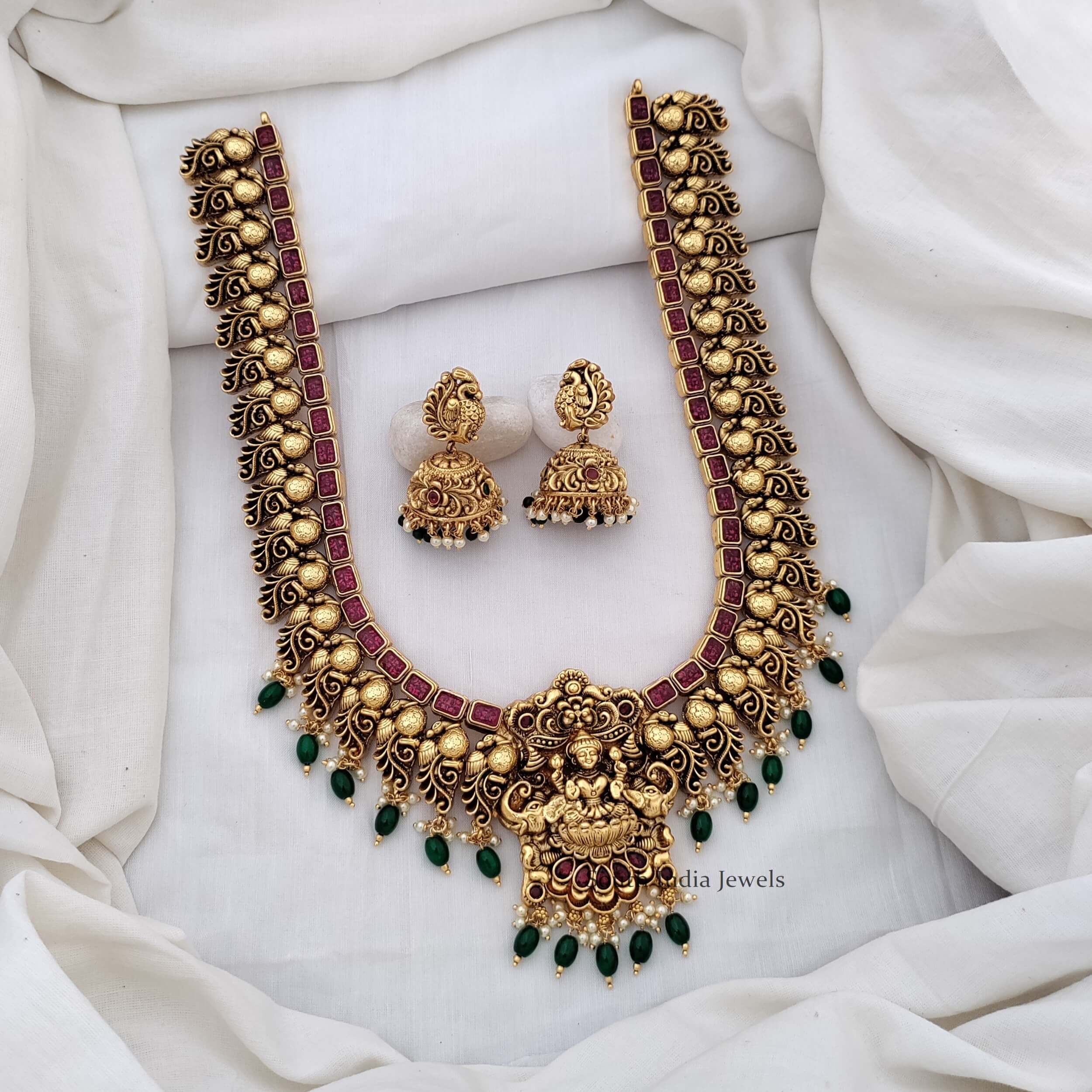 Gorgeous Nakshi Peacock Haram - South India Jewels