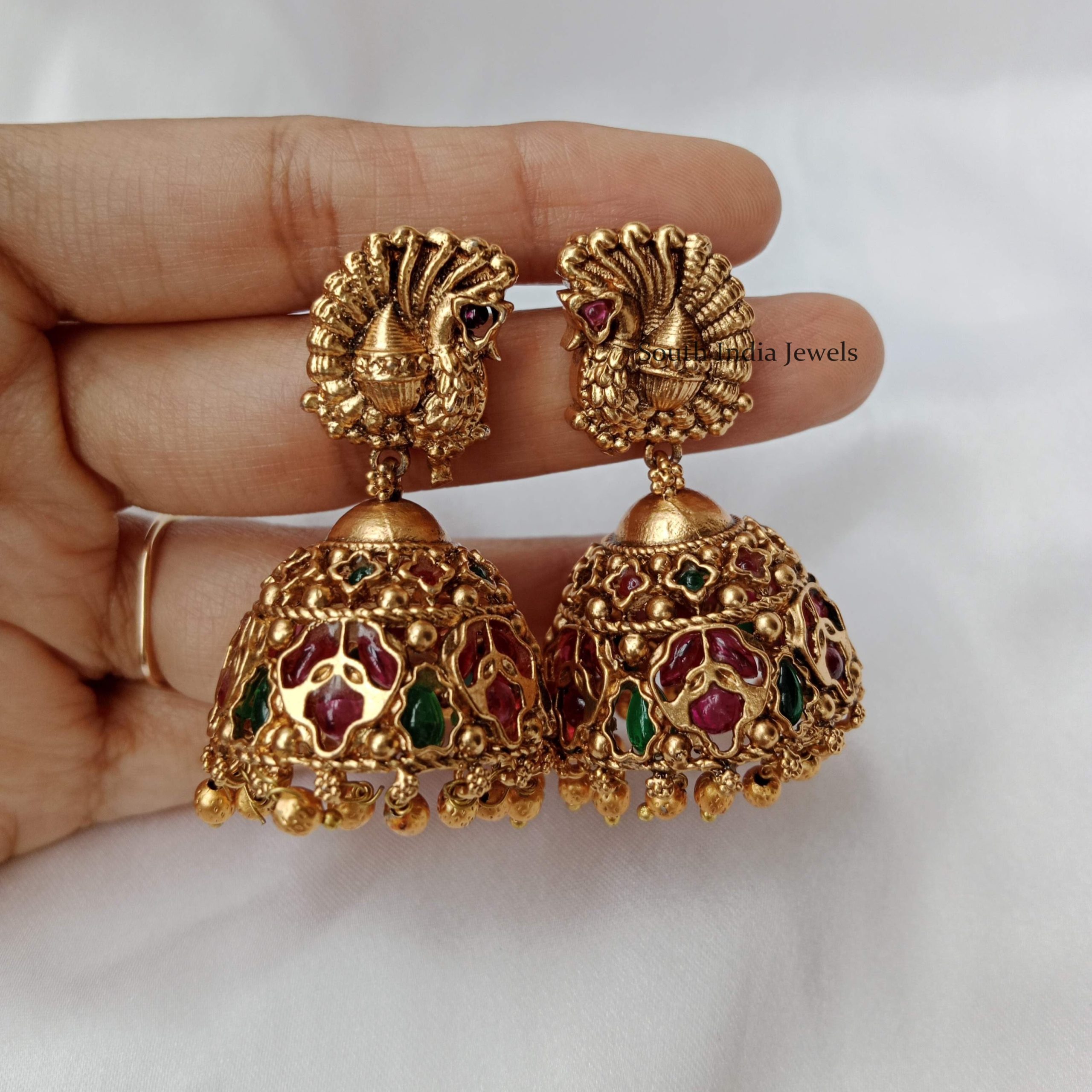 Peacock Design Jhumkas- South India Jewels- Online Shop