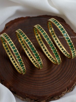 Green Stones Square Bangles