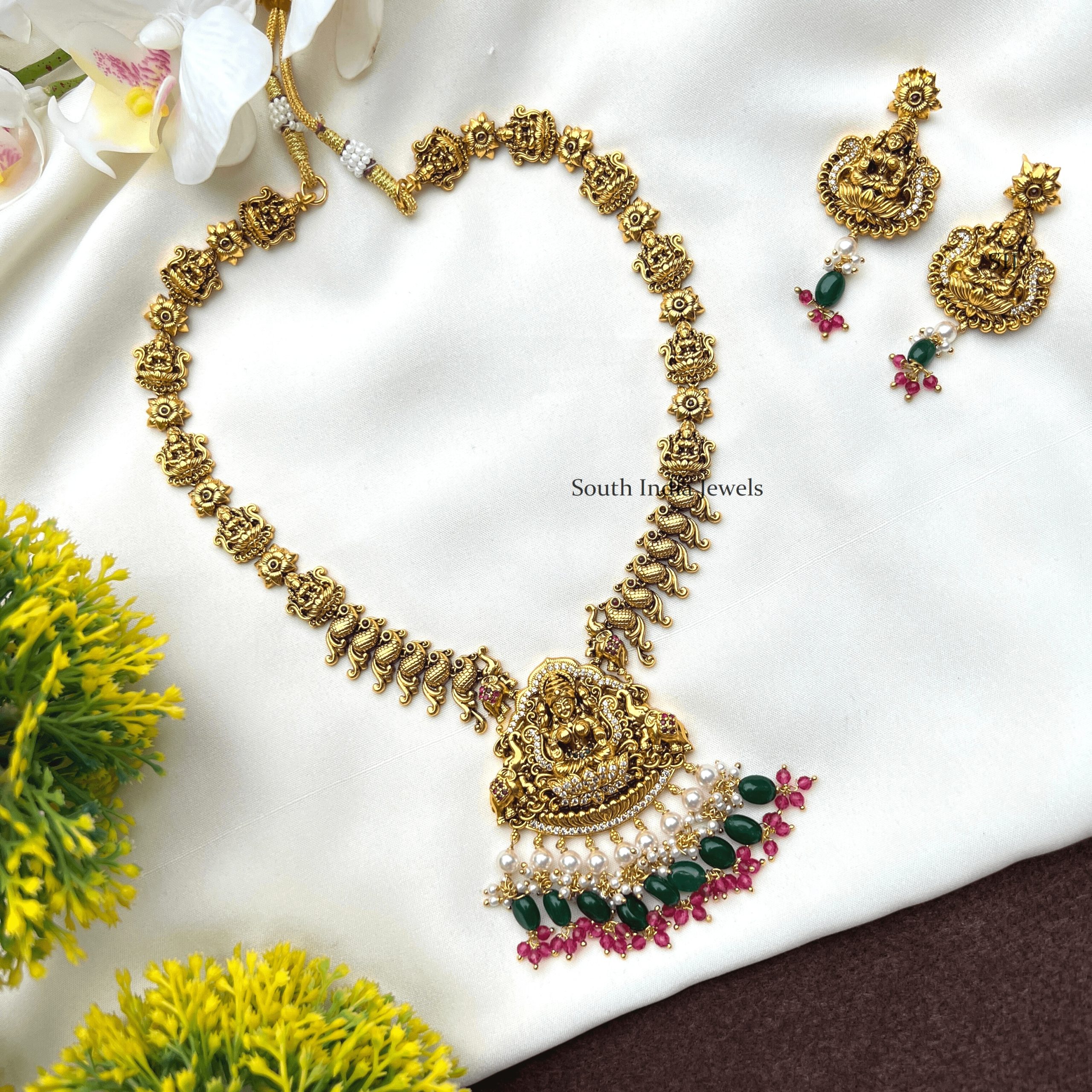 Lakshmi Devi Design Necklace-South India Jewels- Online Shop