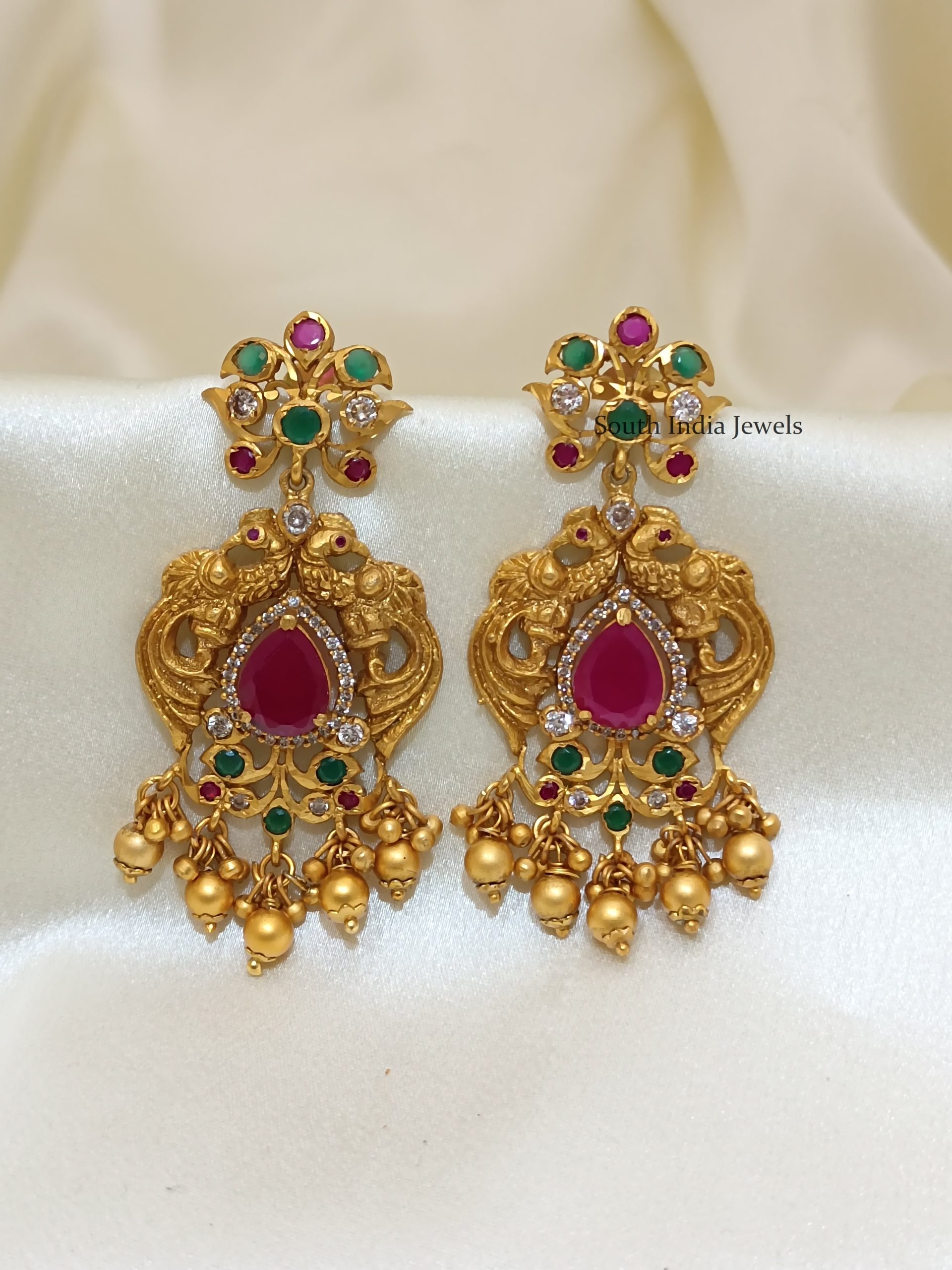 Matte Finish Multi Color Earrings- South India Jewels- Online shop
