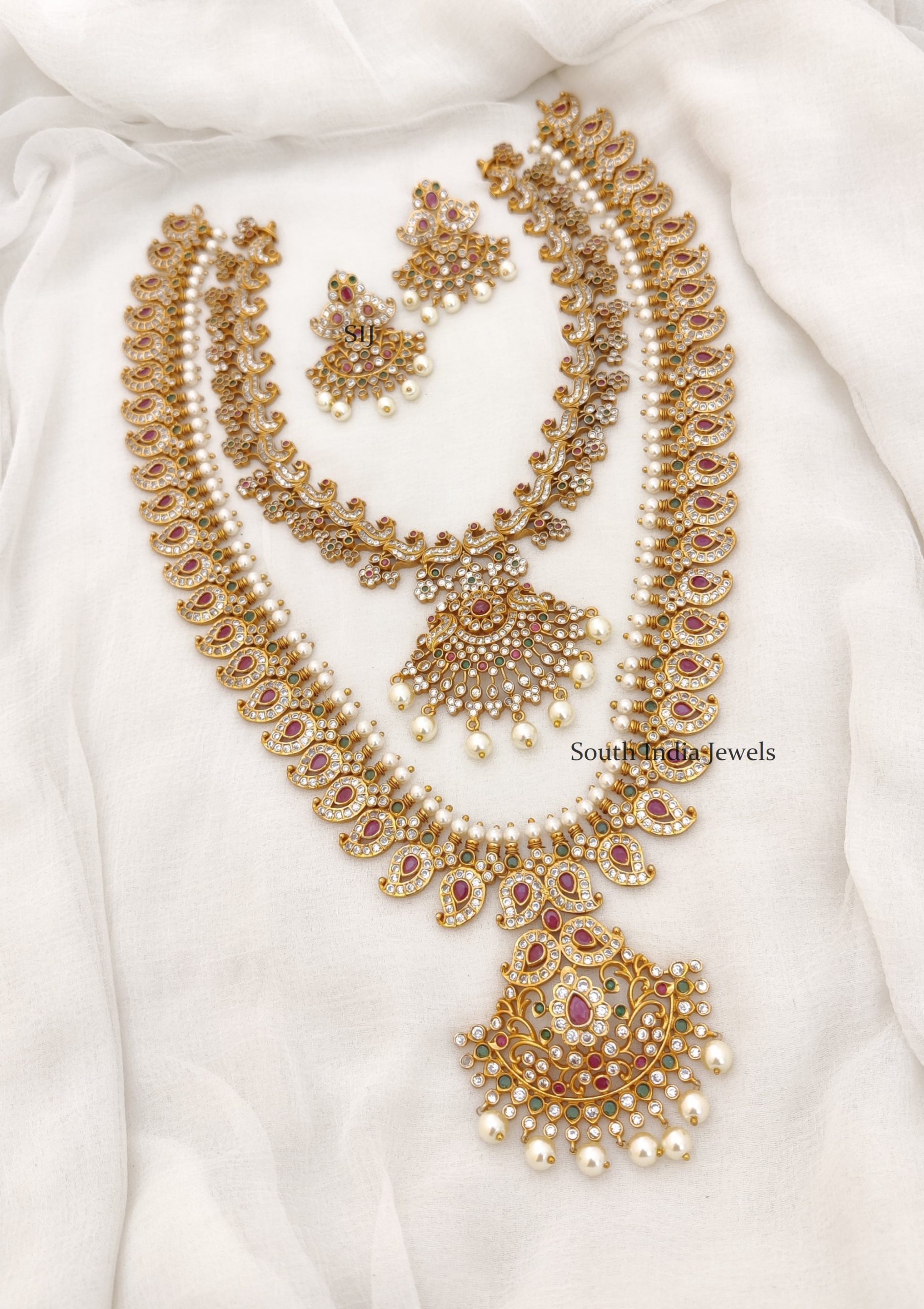 Peacock Mango Design Combo Set- South India Jewels Online Stores