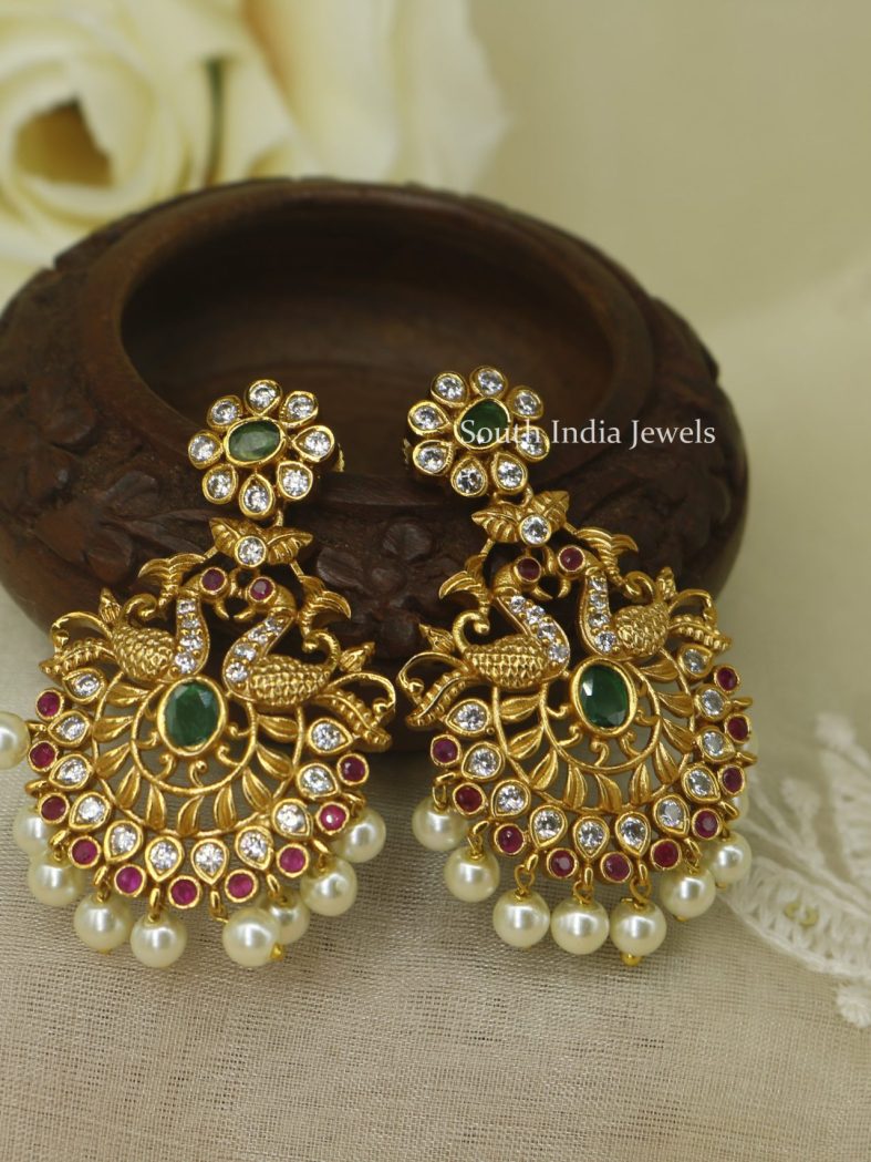 Peacock Ruby Green Stones Earrings