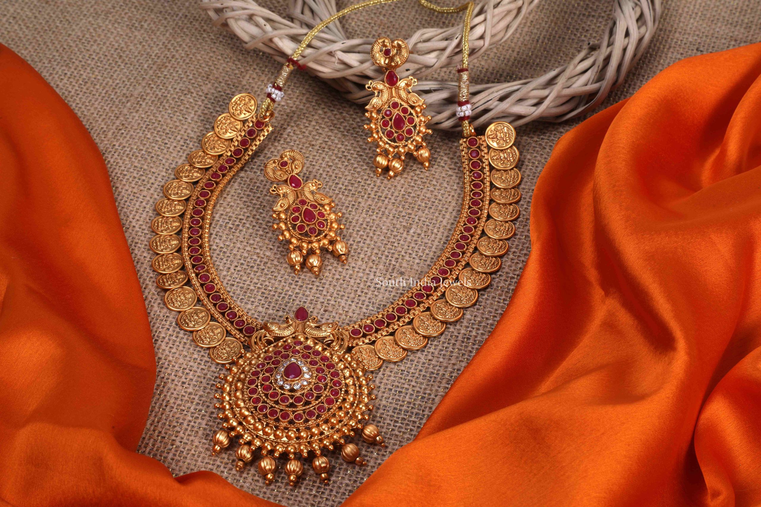 Ruby Paan Shape Necklace Set