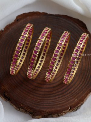 Square Design Ruby Bangles