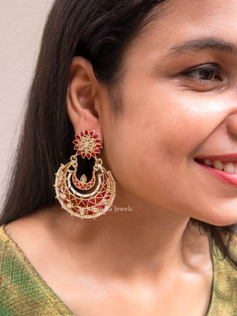 Stunning Enamel Chandbali Earrings