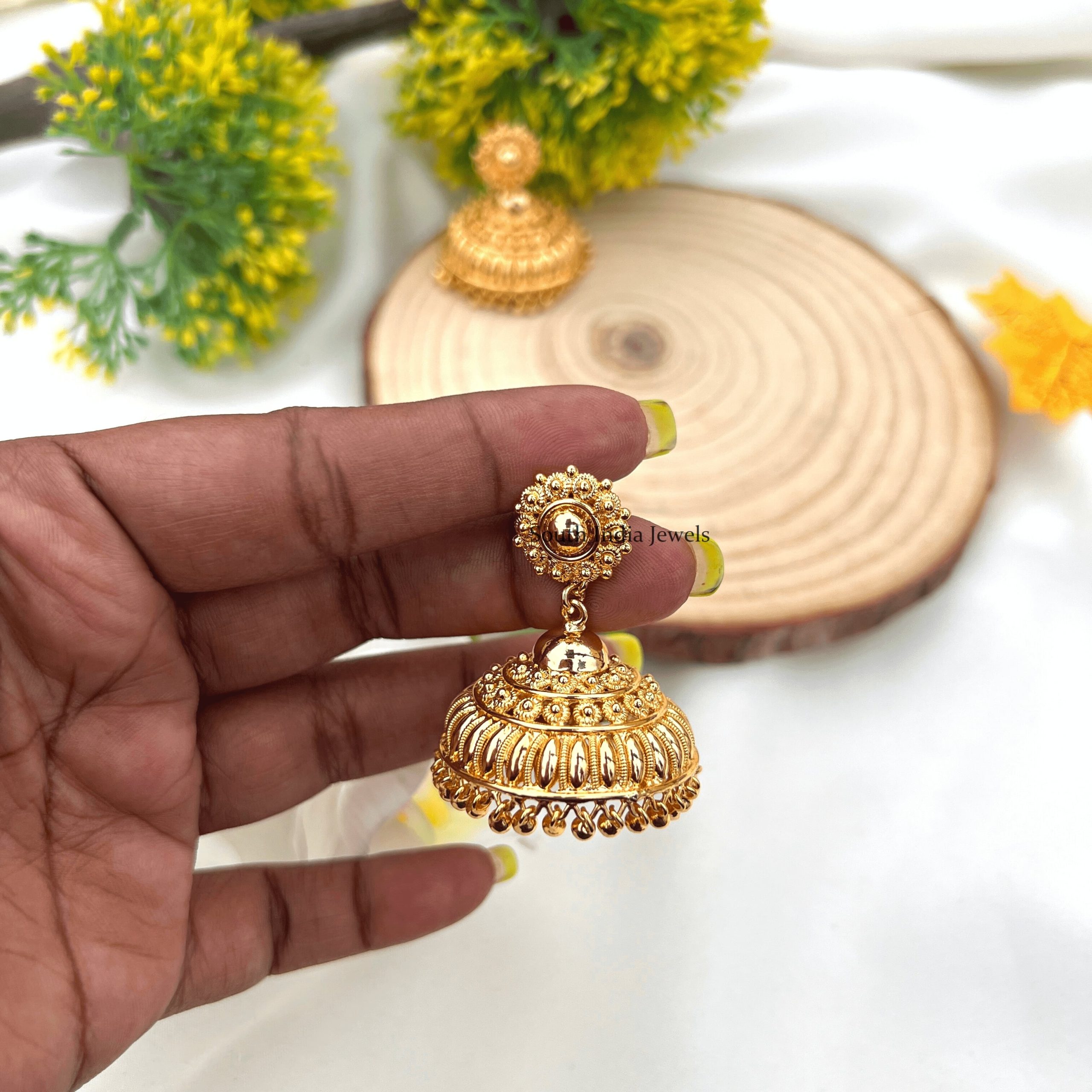 Buy Gold Plated Jhumkadouble Layered Light Weight Jhumkatemple Online in  India  Etsy