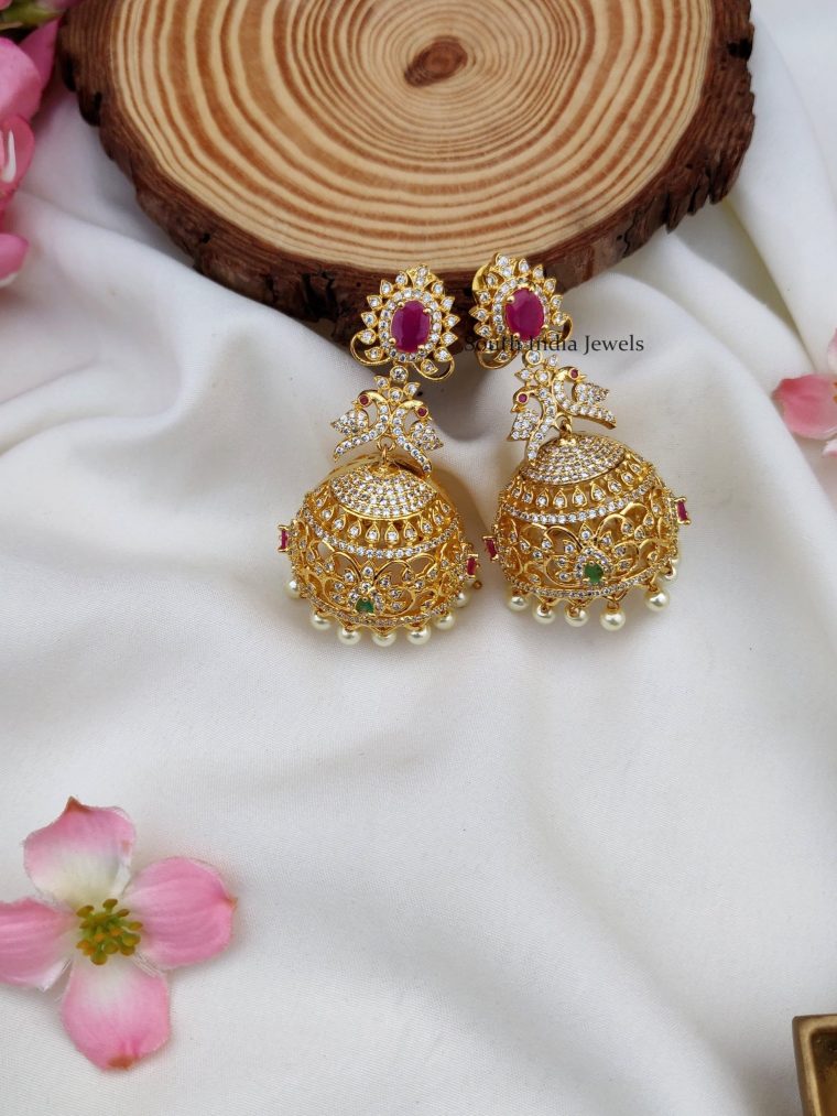 Traditional AD Stones Design Jhumkas