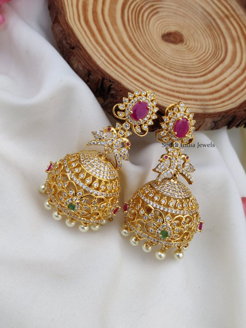 Traditional AD Stones Design Jhumkas