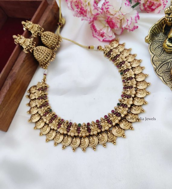 Traditional Lakshmi Coin Necklace Set (2)