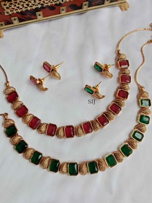 Imitation Gold Plated Maang Design Stones Necklace