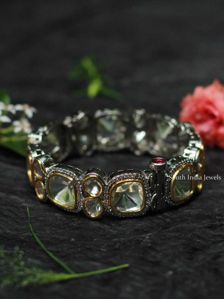 92.5 Silver Victorian Kundan Single Bangles