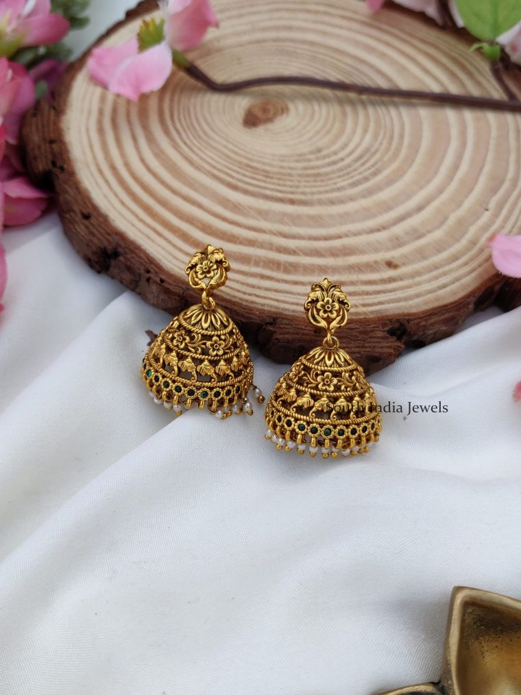 Elephant Face Crafted Jhumkas (