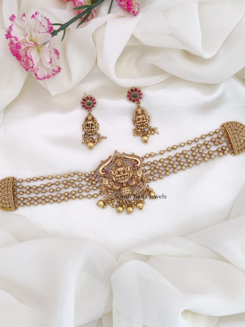 Lakshmi Gold Beads Choker